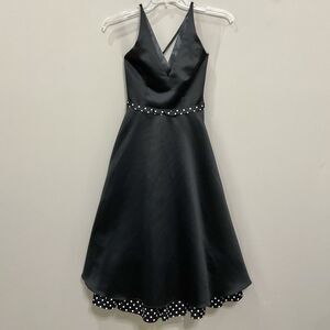 Jessica McClintock Gunne Sax Black Vintage Gown Party Dress Sz 1 Satin